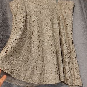 Alfani Beige Lace Overlay Midi Skirt Sz 16